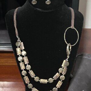 Silpada Suede/Leather cord with bronze metal beads